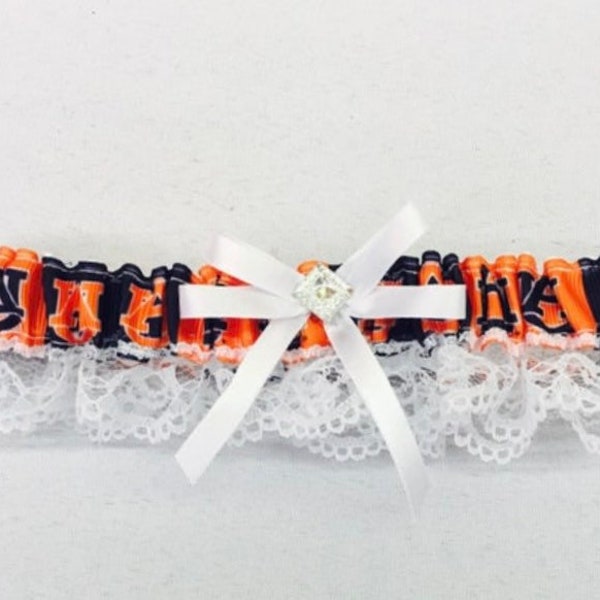 Auburn Tigers inspired Wedding Garter, Sports Garter, Wedding Accessory, gifts, sports team garters, wedding garters