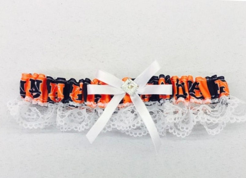 Auburn Tigers inspired Wedding Garter, Sports Garter, Wedding Accessory, gifts, sports team garters, wedding garters