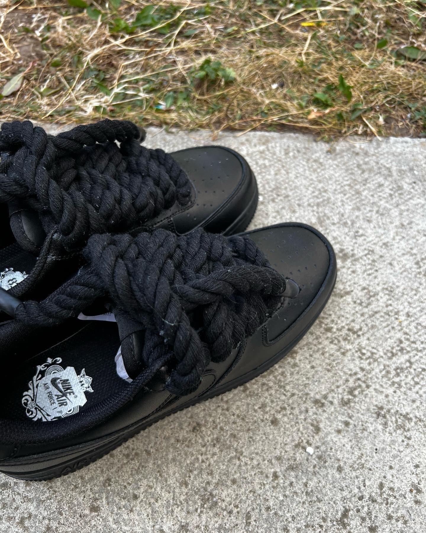 Custom Black Rope Air Force 1s Black Air Force 1 Custom Etsy