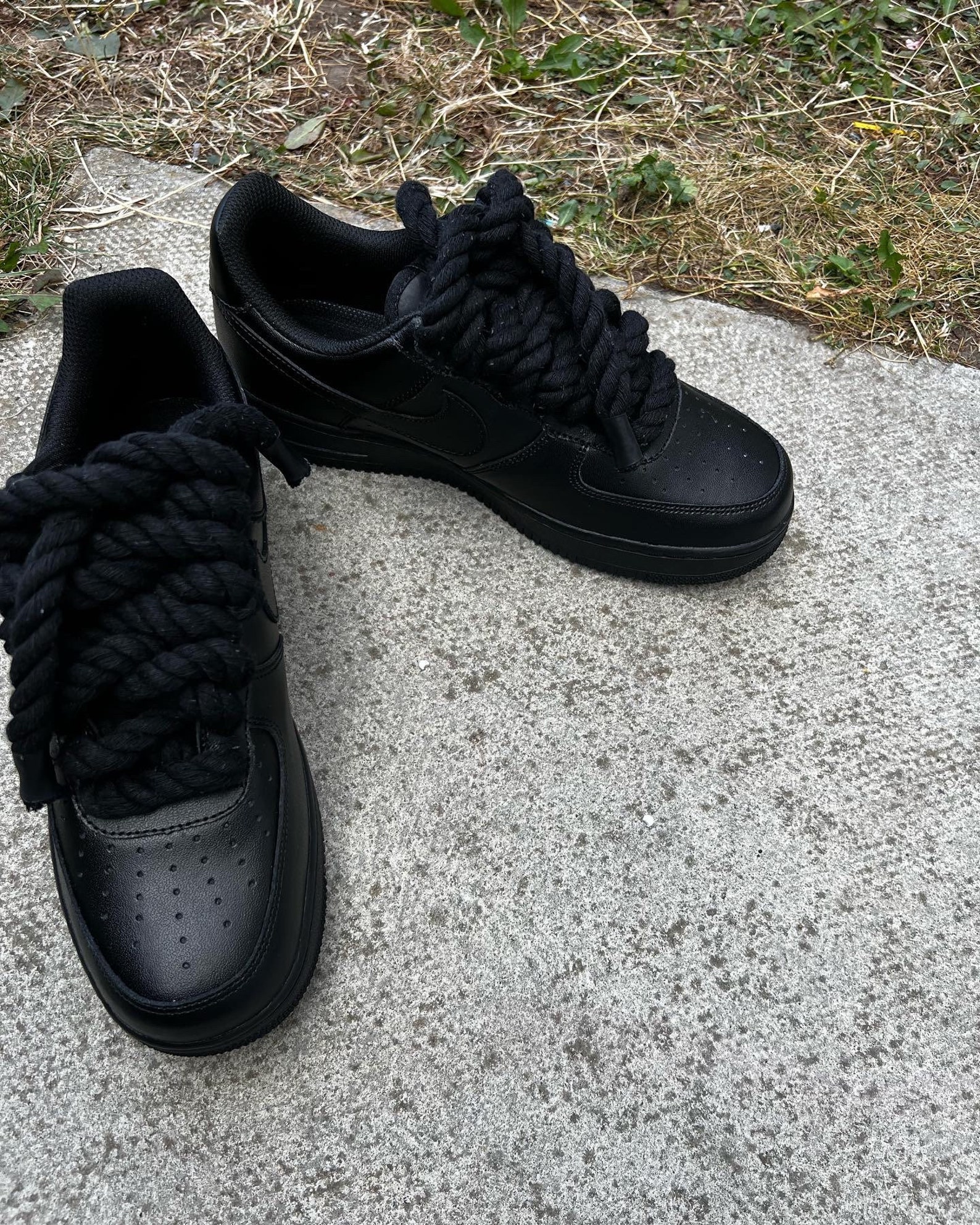 Custom Black Rope Air Force 1s Black Air Force 1 Custom Etsy