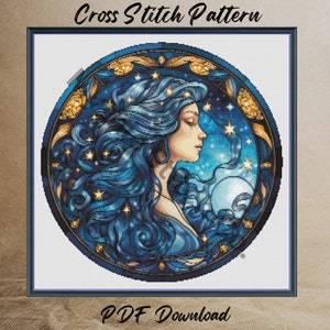 Evening Goddess Cross Stitch PDF Digital Download Pattern. Greek Mythology.