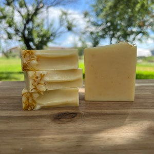 Orange Scented, Orange Yellow Color Artisan Bar Soap, Vegan Soap Made with Essential Oils Shea Butter and Plant Based Oils, Exfoliating Soap
