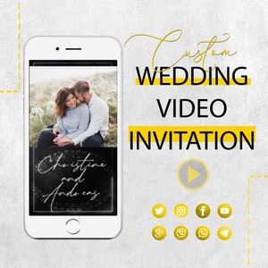 Black Luxury Digital Invitation, Wedding Video Invitation, Save the Date Video, Save the Date Card, Video Wedding Invite, Animated Invite