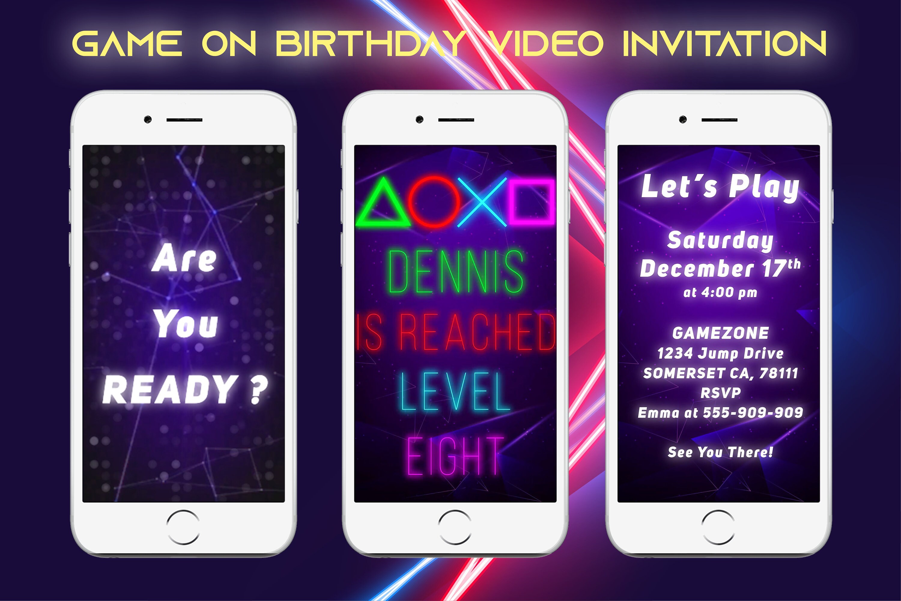 Playstation Video Invitation, Gaming Party Invitation, Video Game