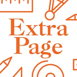 May include: White background with orange text that reads "Extra Page". The image also includes orange illustrations of a ruler, compass, protractor, and other geometric tools. The design is simple and clean.