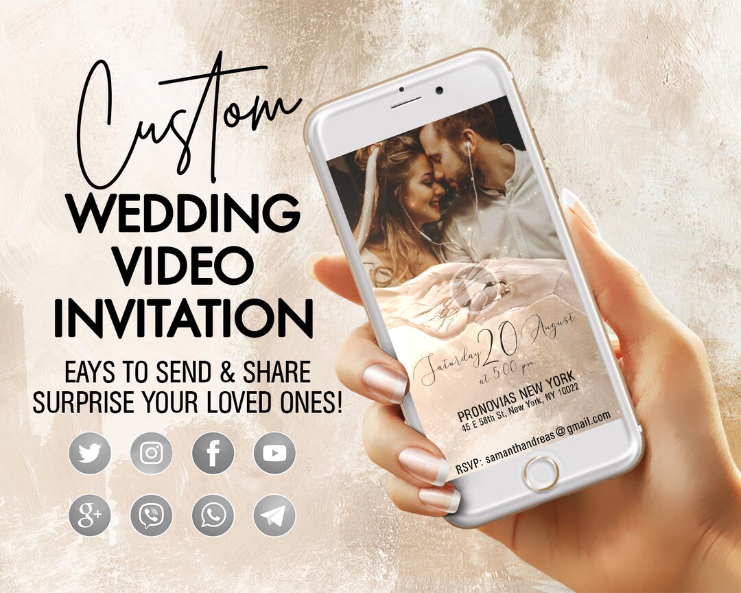 Buy Elegant GOLD Digital Invitation Wedding Video Invitation Online in