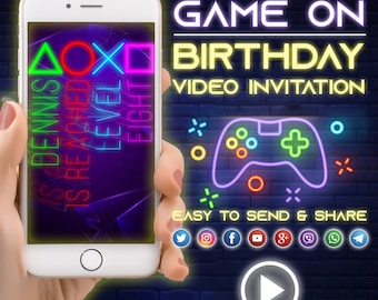 Play Station Video Invitation, Gaming Party Invitation, Video Game Invitation, Video Gamer digital evite, Video Game Birthday Invitation