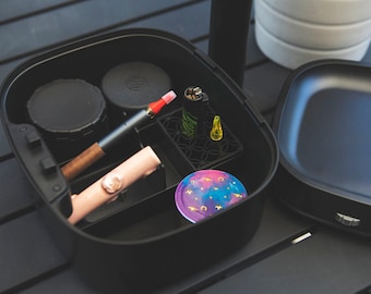 Smell Proof Locking Stash Box, Child Resistant Storage Box with Tray, Odor Blocking Organizer with Lock and Key