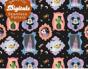 Cinq fabuleux d'Halloween | Téléchargement numérique | Fichier transparent pour sublimation | Motif répété