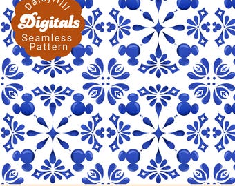 Motif méditerranéen en carreaux de souris | Téléchargement numérique pour sublimation, tissu, impression