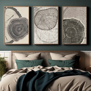 Tree Ring Printable  Tree Stump Prints  Digital Print Set of 3  Beige Tree Ring Print set   Modern Neutral Abstract  Nordic Prints