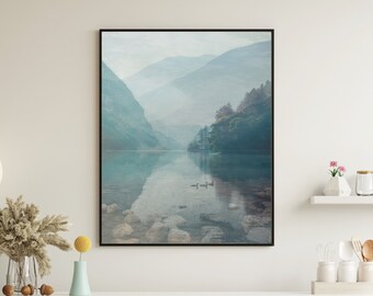 Lake Abstract Seascape Print, Wabi Sabi Shore Decor (Digital Download)