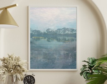 Abstract Lake Print, Seascape Shore Art (Digital Download)