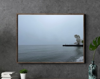 Misty Winter Lake Seascape Art Print (Digital Download)