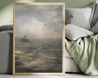 Vintage Sailboat Seascape Art Print (Digital Download)