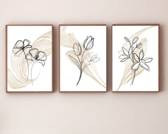 Yangld Acquerello Fiori selvatici Stampa Galleria botanica Arte della parete Tela Pittura Boho Poster floreale Immagini di fiori Home Room Decor 50x75 cm-3 pezzi senza cornice