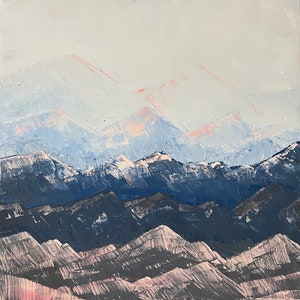 Beautiful Landscape  Blue Abstract Mountain Painting  Mountain Artwork  Landscape Gradient Waiting Room Art  Abstract Art  Peinture