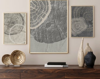 Tree Ring Prints Set of 3, Modern Nordic Art (Digital Download)