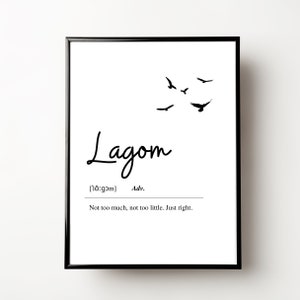 Lagom Definition Print Swedish to English Dictionary Art Lagom Print Digital Prints Lagom Swedish Definition  Quotes about life