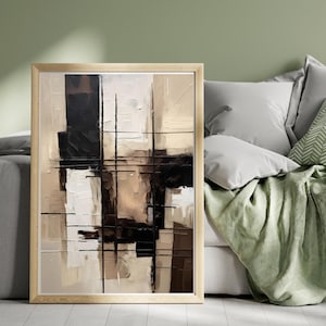Beige Wabi Sabi Wall Art Neutro Beige Minimalista Astratto Dipinto Grande Beige 3D Textured Wall Art Black Line Soggiorno Wall Art Decor