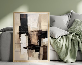 Beige abstrakte Malerei, minimalistische 3D Wandkunst (Digitaler Download)