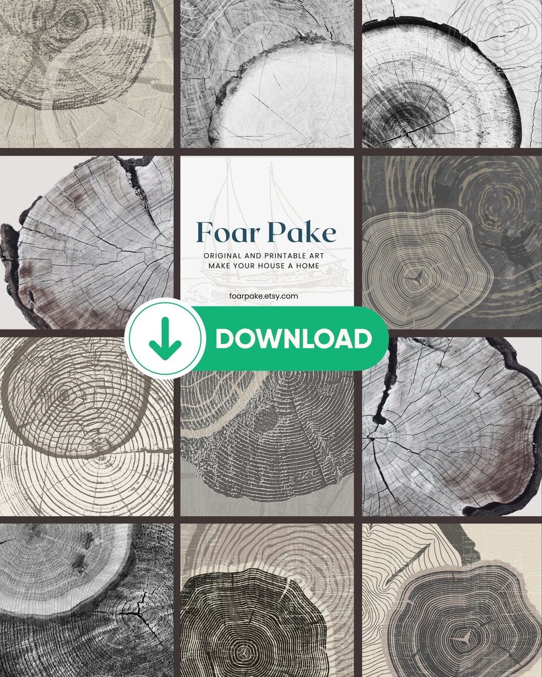Tree Ring Printable Tree Stump Prints Digital Print Tree Ring Print