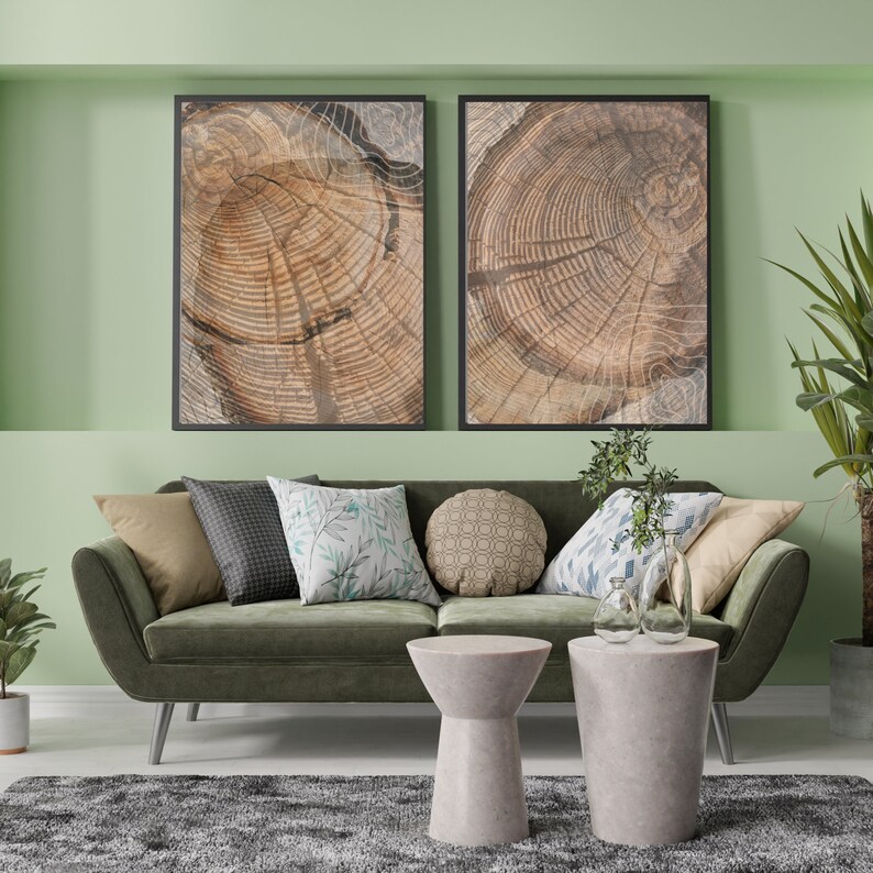 Tree Ring Print Set of 3, Beige Abstract Art (digital Download) - Etsy