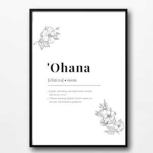 Ohana Definition Print Hawaiian Printable Art Ohana Dictionary Print Hawaii Word Ohana Ohana Print Cozy Home Decor, Quotes about life,