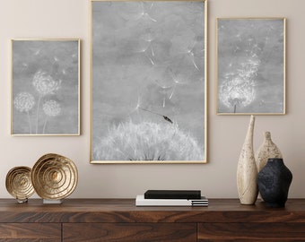 Dandelion Art Print Set – Modern Botanical Wall Decor (Digital Prints)