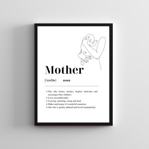 Konsttryck med definition av mamma, mammapresent (digital nedladdning)
