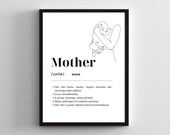Mother Dictionary Print, Mom Definition Wall Art Printable