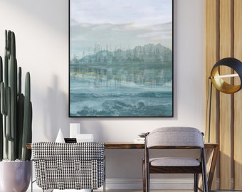Abstract Lake Seascape Print, Wabi Sabi Shore Decor (Digital Download)