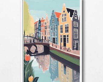 Amsterdam Canal Art Print, Dutch Home Decor (Digital Download)