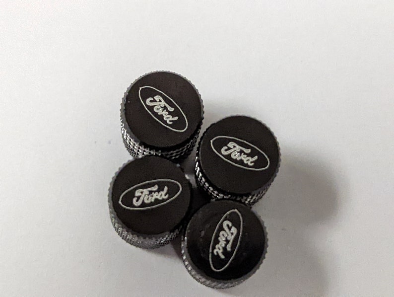 Set of 4 Ford Black Aluminum Valve Stem Cap Set Universal Etsy