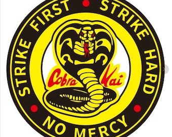 6-pack Cobra Kai strike first sticker 3" glossy waterproof
