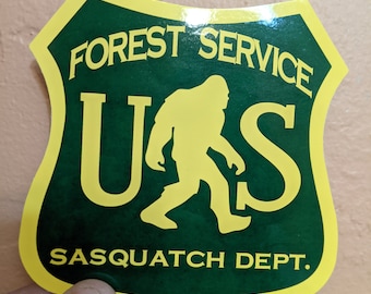 3-pack funny Bigfoot sasquatch forest service badge 4.5" waterproof