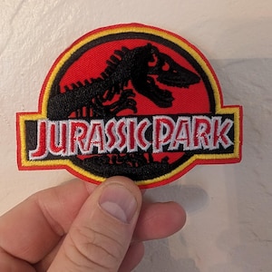 Jurassic Park dinosaur movie embroidered iron-on patch 3.5" wide