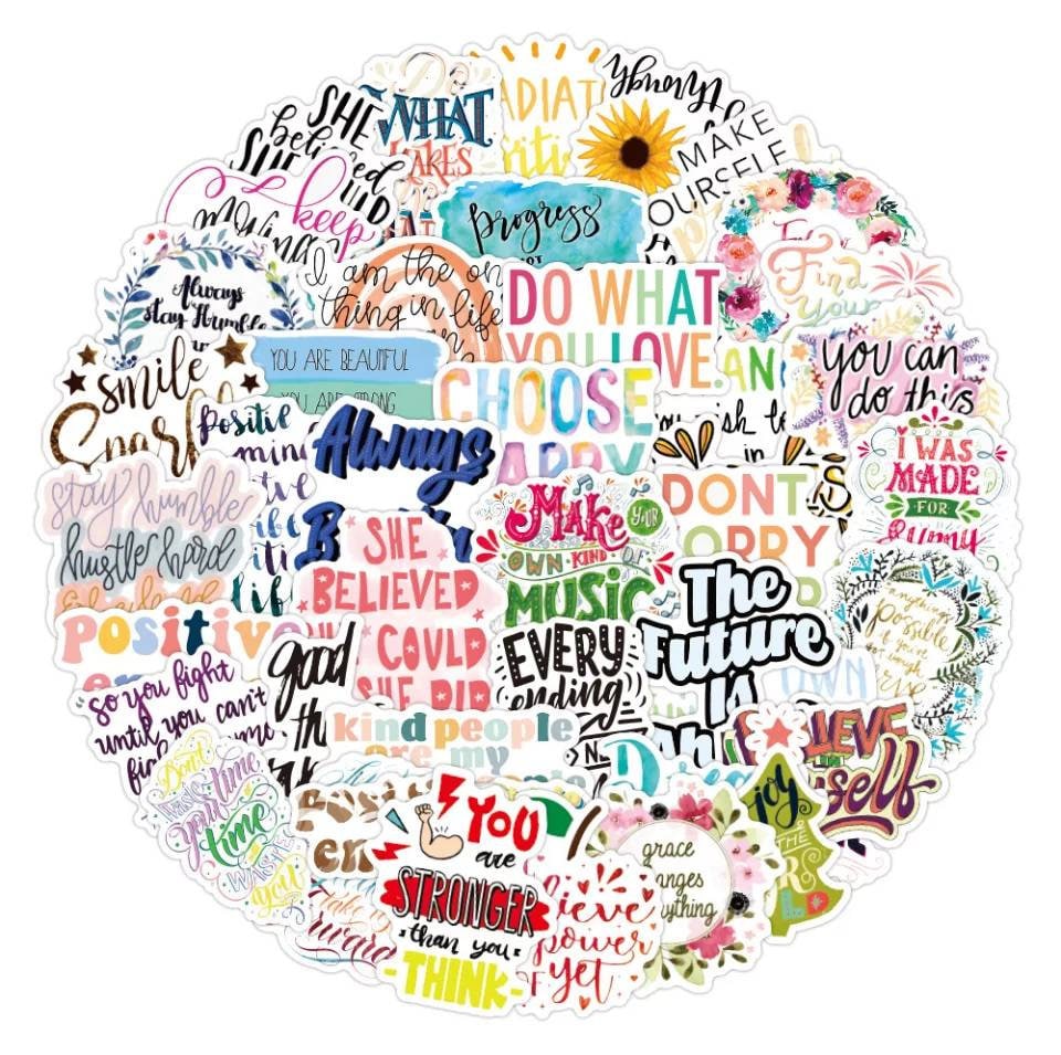 50-pack Motivational Inspirational Sticker Set of 50 Waterproof Matte ...