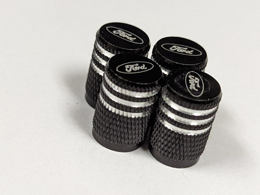Set of 4 Ford Black Aluminum Valve Stem Cap Set Universal Etsy