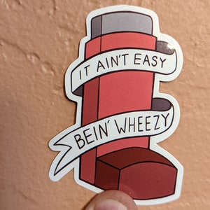 5-pack funny inhaler ain&#39;t easy bein wheezy sticker 3&quot; tall waterproof