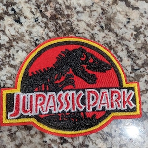 Jurassic Park dinosaur T-Rex movie costume embroidered iron-on patch 3.5" wide