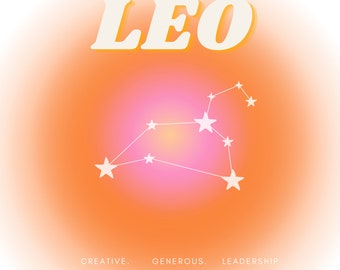 Leo Astrology Wall Art Poster, Astrology Art, Leo Sign Art, Leo Sign Wall Hanging, Leo Poster, Astrology Poster, Leo birthday Art