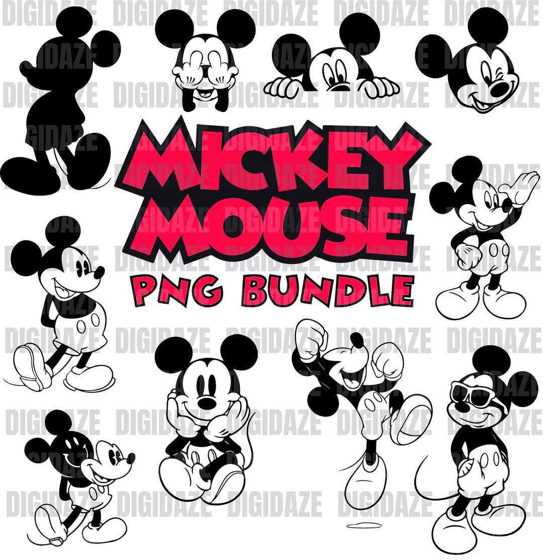 Mickey Mouse Png Bundle, Cut Files, Cricut, Silhouette, Birthday Png ...