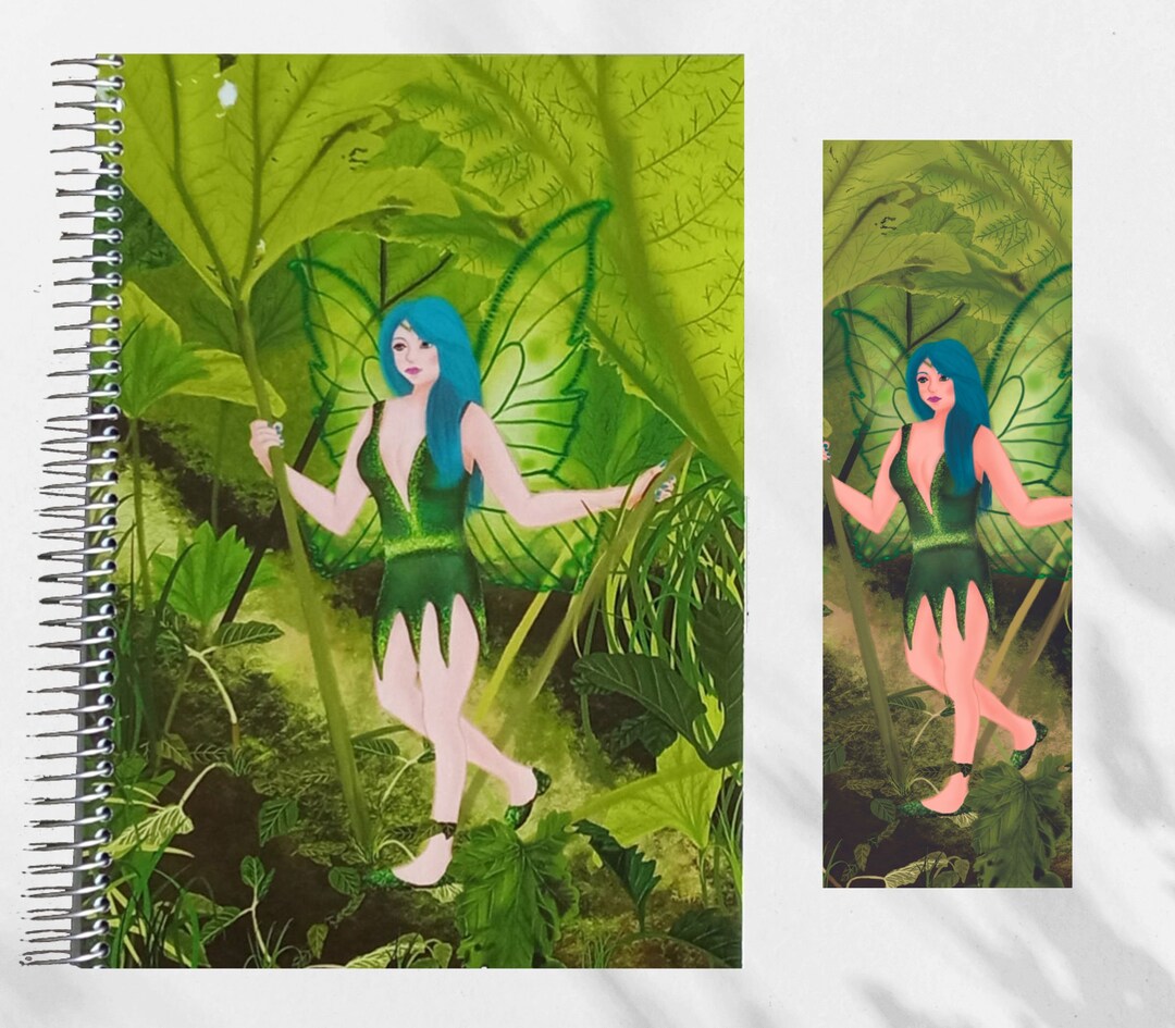 Set of Fairy Spiral Notebook, Fairy Bookmark and Green Fairy ...