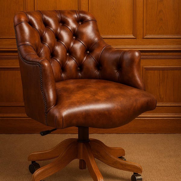 Chesterfield Williams Desk Office Chair - Antique Brown Leather (Multiple Colours)