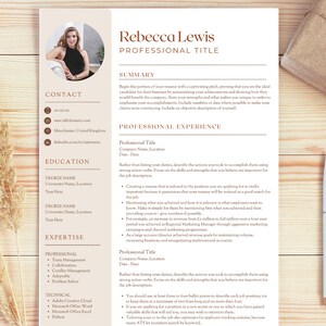 CV Template with Photo, Professional Resume Canva Template, Clean Resume Template with Picture, Resume and Cover Letter Template
