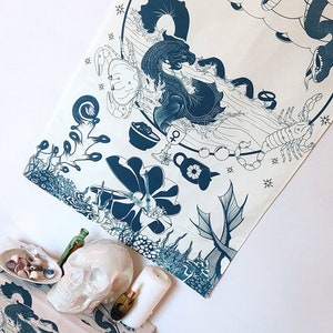 Water Tapestry - Limited Edition: Navy on White- Witchy Wall or Altar Decor