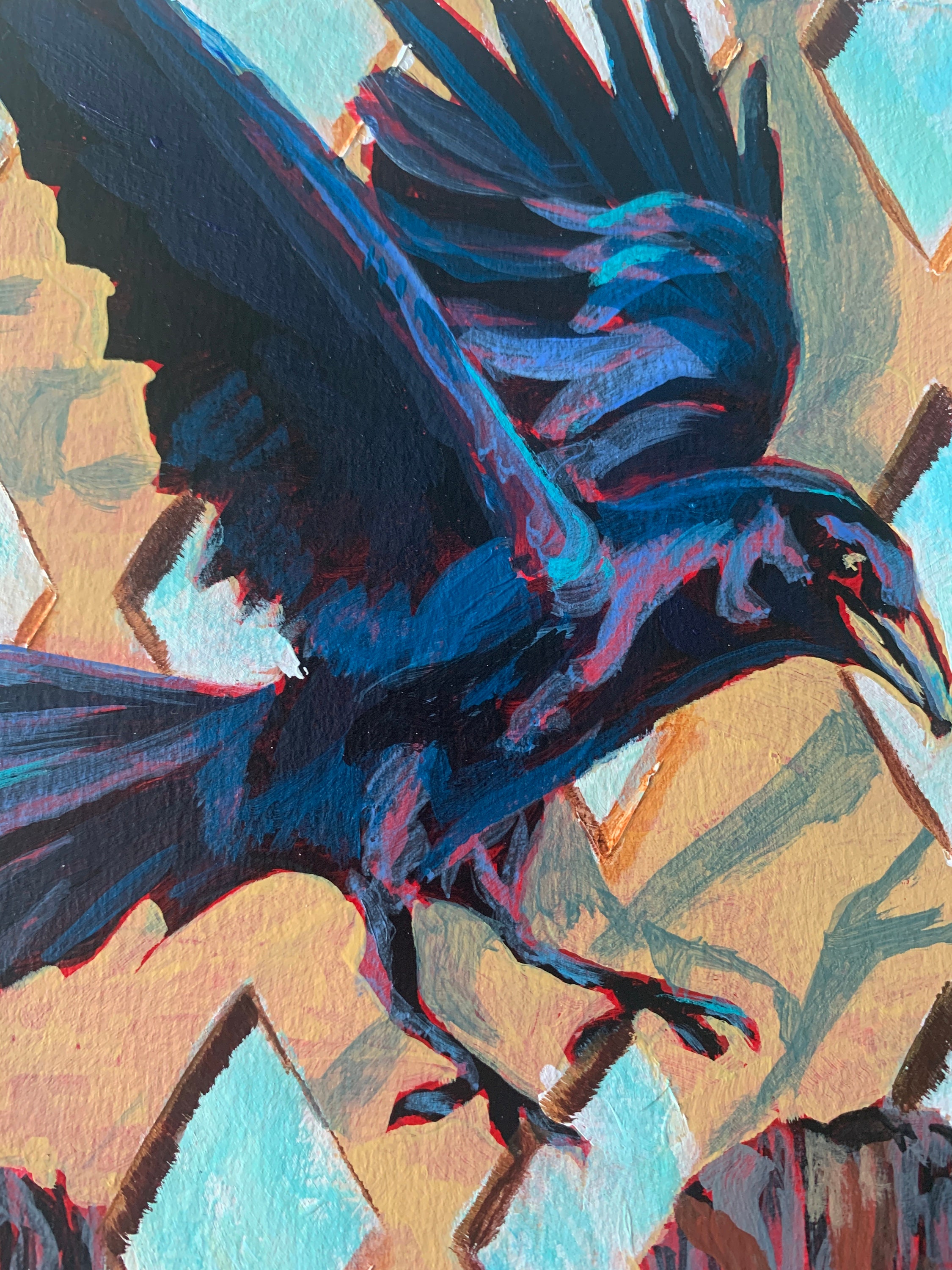 カラス 絵画 アート Etsy カラスオリジナルアクリル画 原画 日本