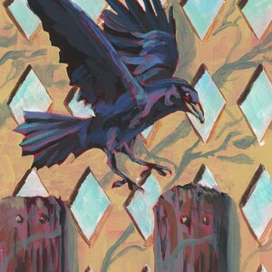Peinture acrylique originale corbeau - mouvement