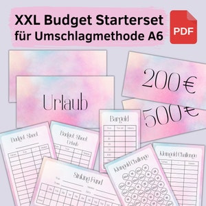 XXL Budget Starter Set &quot;Cotton Candy&quot; | 111 Dashboards, Budget Sheets, Challenges, Placeholders, Sinking Fund & Cash Tracker | PDF | A6